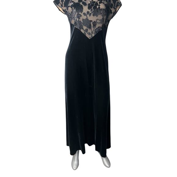 Jeffrey & Dara Black Dress Velvet Lace Cocktail 8 Gown Evening Party Glam Formal - Picture 3 of 8